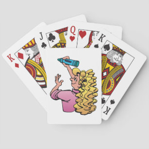 Lekfull flicka med krita casinokort