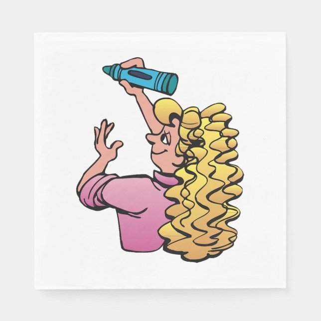 Lekfull flicka med krita pappersservett (Framsidan)