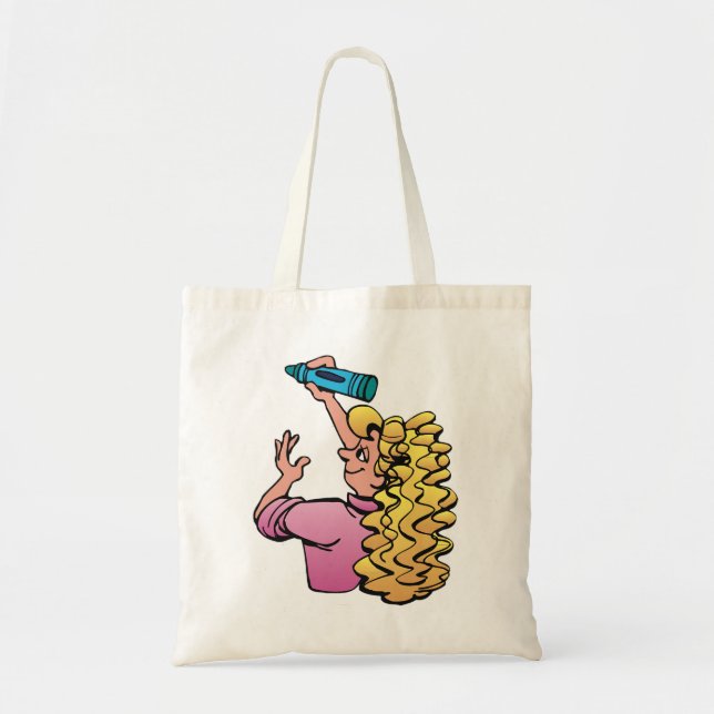 Lekfull flicka med krita tygkasse (Framsidan)
