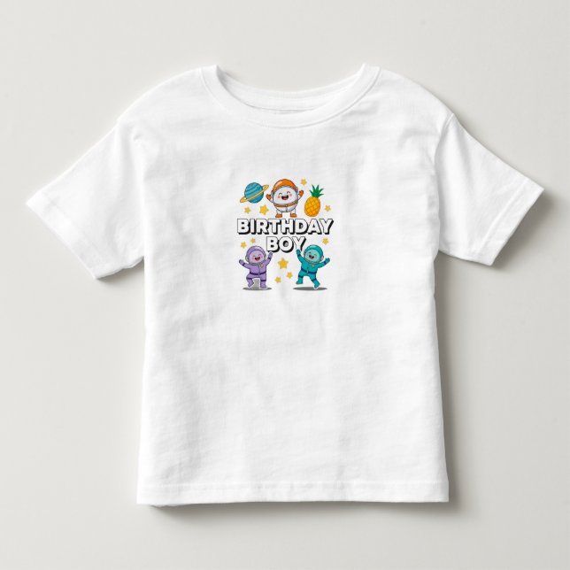 Lekfull födelsedags pojke grafik t shirt (Framsida)