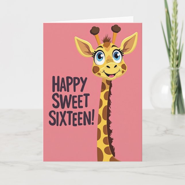 Lekfull födelsedagsgratulationskort för giraff kort (Framsida)