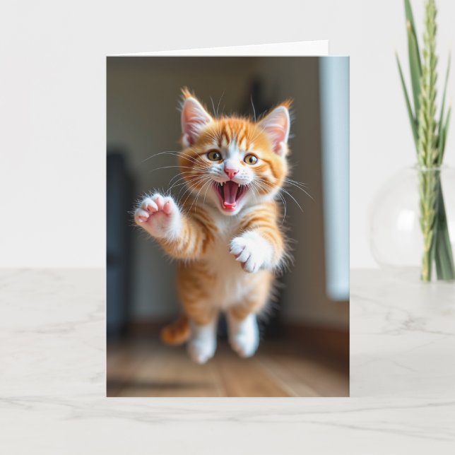 Lekfull födelsedagsgratulationskort för katt kort (Framsida)