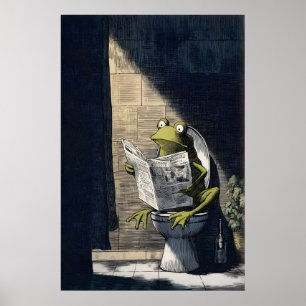 Lekfull Froskkonsttryck - Humoristisk Badrumsvägg Poster
