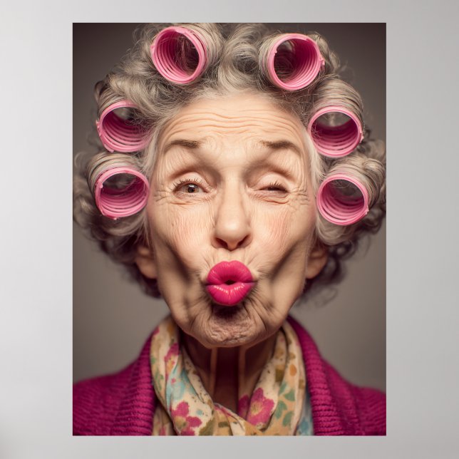 Lekfull glamour i rosa curlers poster (Framsidan)