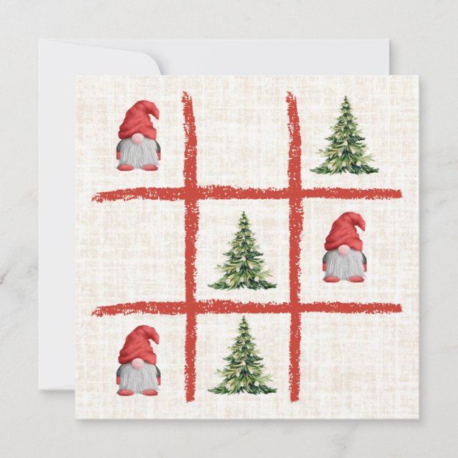Lekfull Gnome Tie Tok - Julgranar Linne  Julkort (Framsida)