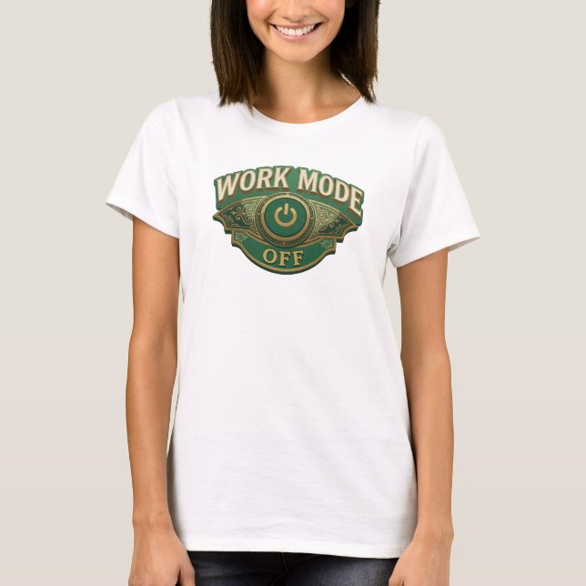 Lekfull Grön ARBETSLÄGE AV Grafik T-shirt (Framsida)