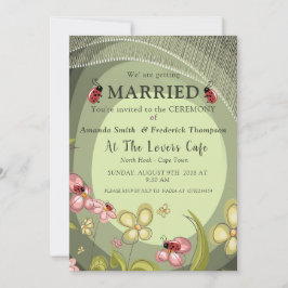 Lekfull Grön & Nyckelpiga Bröllop Inbjudningar