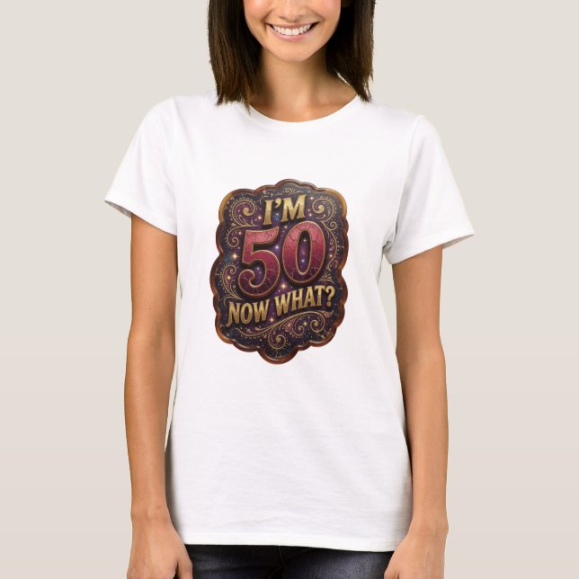 Lekfull gul I'M 50 NU VAD Slogan T-shirt (Framsida)
