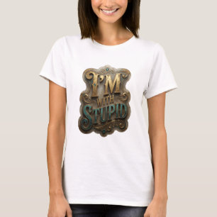 Lekfull gul JAG ÄR MED DUMSKALLE Textdesign T Shirt