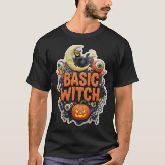 Lekfull Halloween Grundläggande Häxa illustration T Shirt