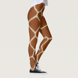 Lekfull Halloweenutskrift av giraff i varmt brunt Leggings