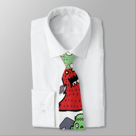 Lekfull handritad söt spök-karikatyr chic slips
