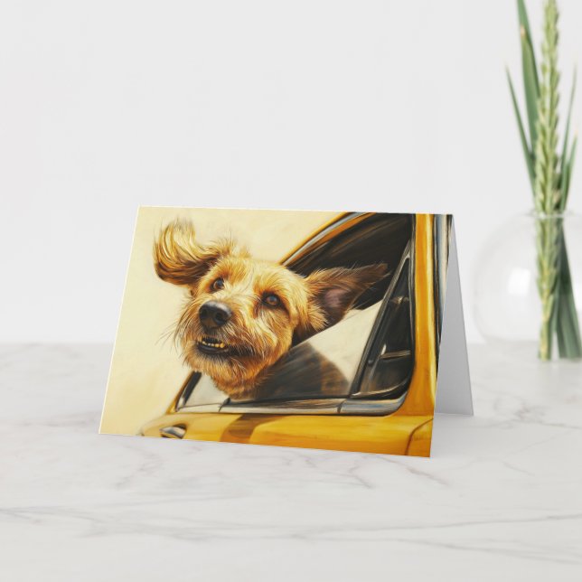 Lekfull hund som njuter av bilutflykt Konsttryck Kort (Framsida)