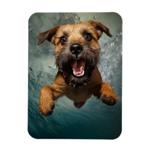 Lekfull hund som simmar under vattnet design magnet