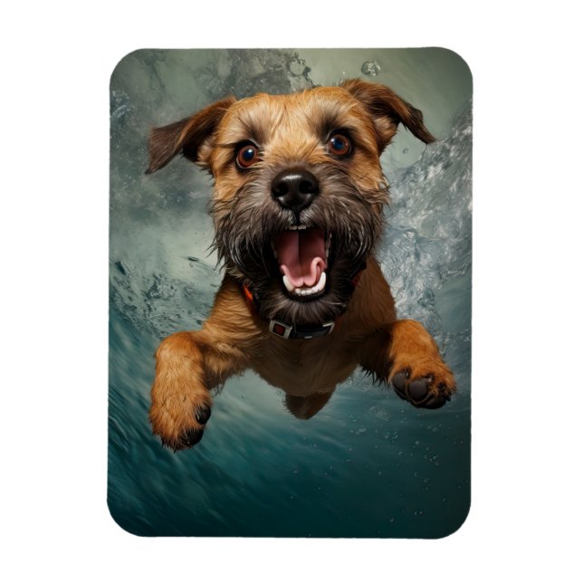 Lekfull hund som simmar under vattnet design magnet (Vertikal)