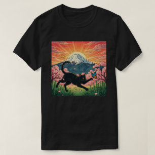 Lekfull Japansk Körsbärsblomkitty T Shirt