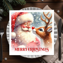 Lekfull jul Santa Rudolf julparty servetter Set