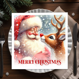 Lekfull jul Santa Rudolf julparty servetter Set