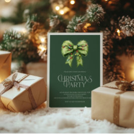 Lekfull julinbjudan i grönt med festlig slinga  julkort