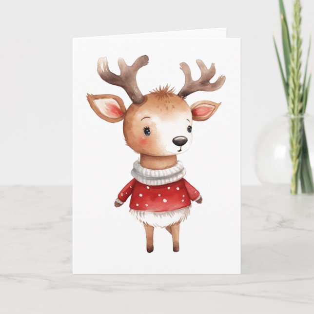 Lekfull julkort med renar – Sött tomt Xmas Helgkort (Framsida)