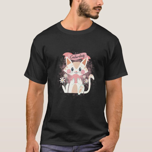 lekfull katt Caturday T Shirt (Framsida)