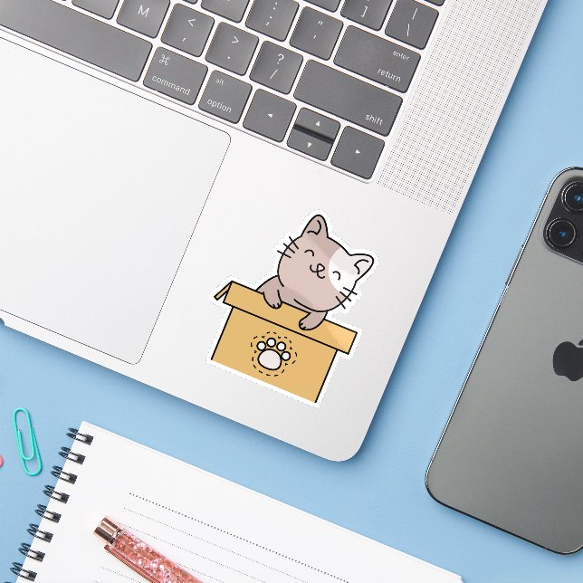 Lekfull katt  klistermärken (Laptop med iPhone)