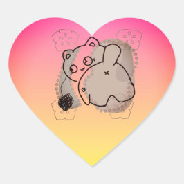 Lekfull katt med garn hjärtformat klistermärke