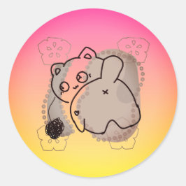 Lekfull katt med garn runt klistermärke