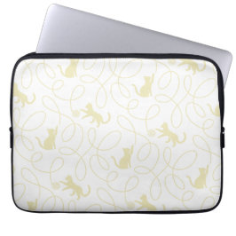 Lekfull katt- och garnbollsmönster Ljusbeige Laptop Fodral