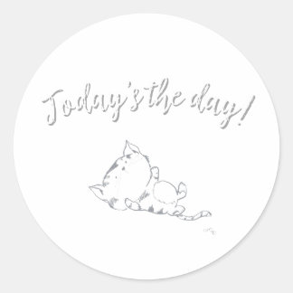 Lekfull kattunge - Idag är dagen! Runt Klistermärke