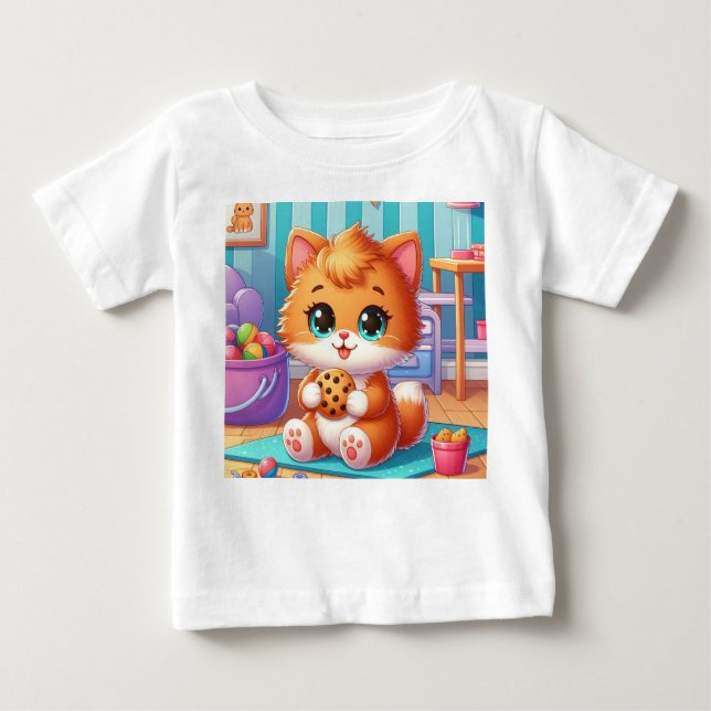Lekfull kattunge med en kakor t-shirt (Framsida)