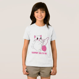 Lekfull kattunge med garnboll t shirt