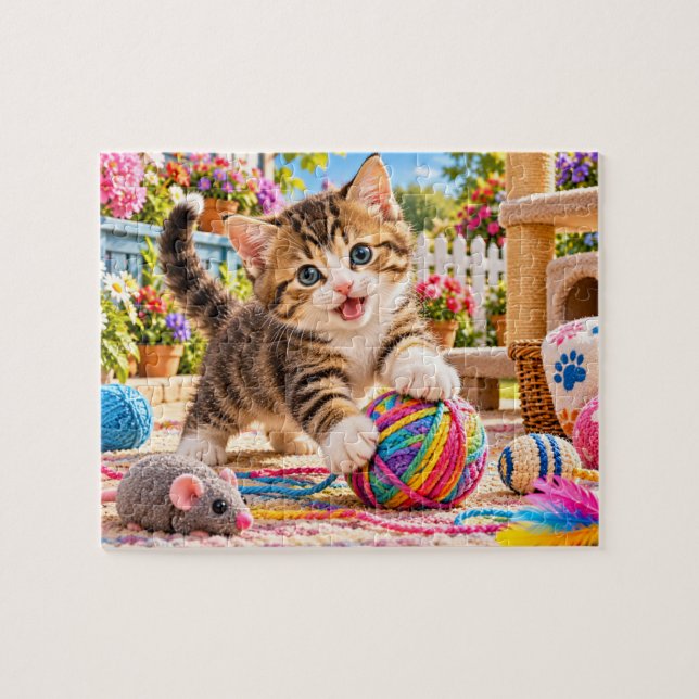 Lekfull kattunge pussel (Horisontell)