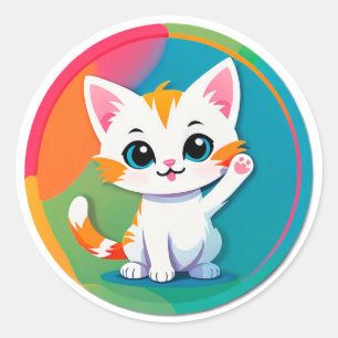 Lekfull kattunge runt klistermärke