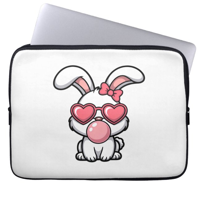 Lekfull Kawaii Kanin med Bubblegum Bubbla Laptop Fodral (Framsidan)