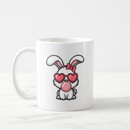 Lekfull Kawaii Kanin med Bubblegummibubbla Kaffemugg