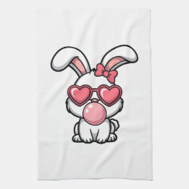 Lekfull Kawaii Kanin med Bubblegummibubbla Kökshandduk