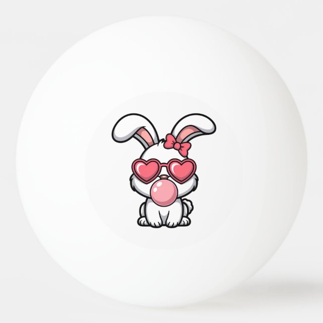 Lekfull Kawaii Kanin med Bubblegummibubbla Pingisboll (Framsidan)