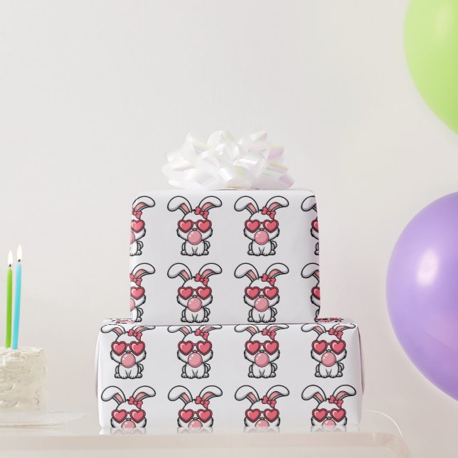 Lekfull Kawaii Kanin med Bubblegummibubbla Presentpapper (Festgåvor)