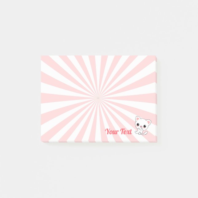 Lekfull Kawaii Vit Kattunge Anpassad Post-it Block (Framsida)