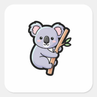 Lekfull koala – Söt Kawaii-illustration Fyrkantigt Klistermärke