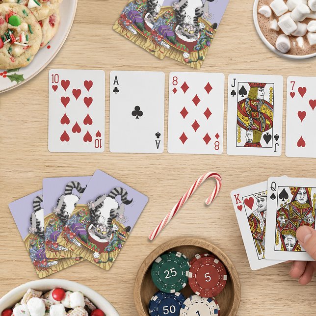 Lekfull Lavendel Kattsnurr Jul Katt Rolig Casinokort (Skapare uppladdad)