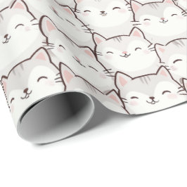 Lekfull Leende Katt Inpackningspapper – Bedårande Presentpapper