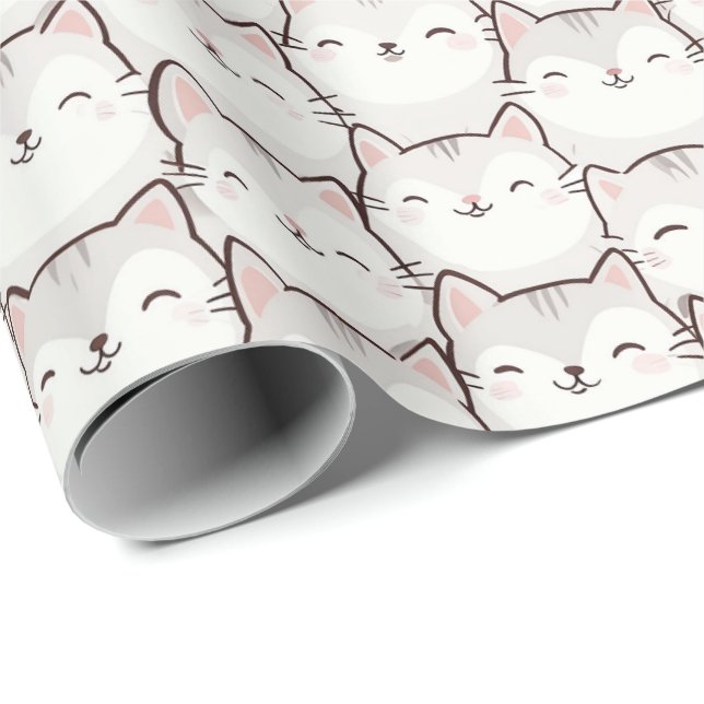 Lekfull Leende Katt Inpackningspapper – Bedårande Presentpapper (Rullad Hörn)