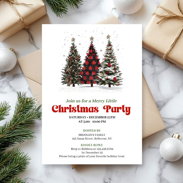 Lekfull leopard julgran redigerbar inbjudan (Playful leopard Christmas tree editable invitation

)