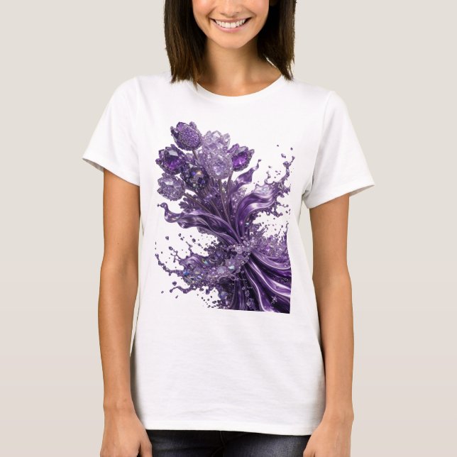 Lekfull lila ABSTRAKT KONST Statement T-shirt (Framsida)
