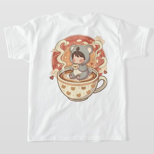 Lekfull liten Chibi Koala T-shirt för barn (Laydown Baksida)