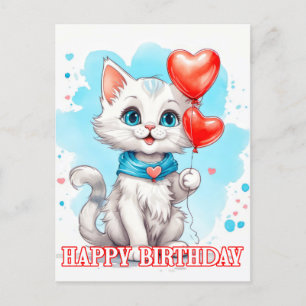 Lekfull liten katt Grattis på födelsedagen Vykort