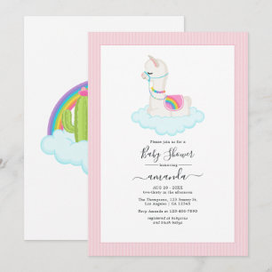 Lekfull Llamahimmel Öken Baby Shower Inbjudningar