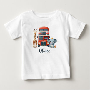 Lekfull Londonbuss med giraff och elefant T Shirt